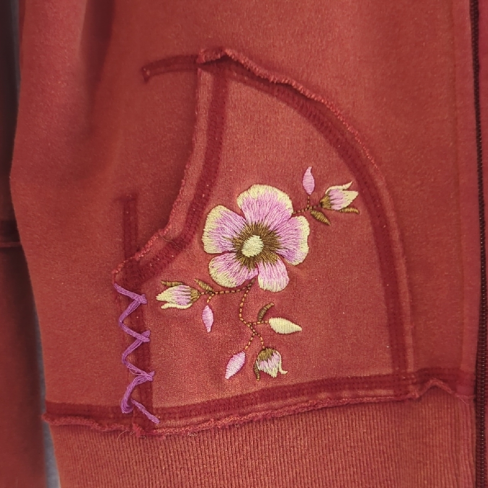 Y2K Princy By Jessica Simpson Floral Embroidered Hoodie Size Small - Picture 3 of 7
